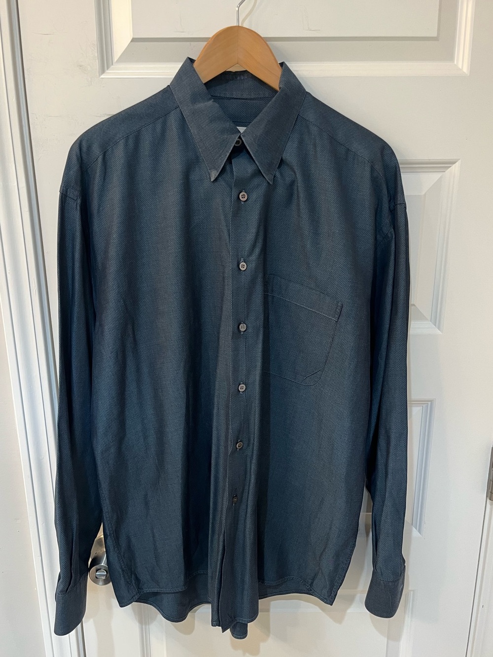 Vtg Ermenegildo Zegna Soft Shirt Mens 16.5 42 Gray Cotton Made In Italy Luxury